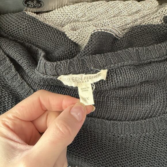 Eileen Fisher Woman Plus Size 2X Knit Sweater Tunic Organic Linen Popover Gray - Picture 2 of 12